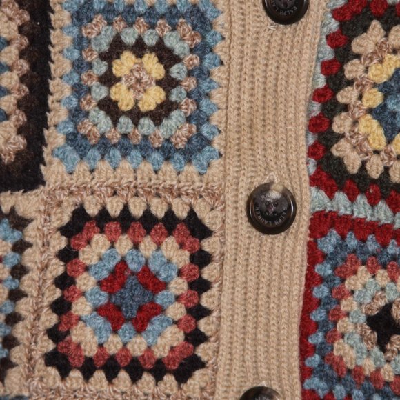 Vintage Ralph Lauren Lambswool Granny Square Cardigan - Picture 3 of 6